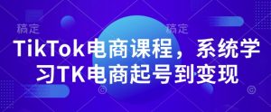 TikTok电商课程，​系统学习TK电商起号到变现-就爱副业网