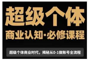 超级个体商业认知觉醒视频课，商业认知·必修课程揭秘从0-1账号全流程-就爱副业网