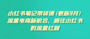 小红书笔记带货课(更新12月)流量电商新机会，抓住小红书的流量红利-就爱副业网