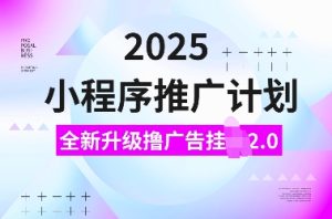 2025小程序推广计划，全新升级撸广告挂JI2.0玩法，日入多张，小白可做【揭秘】-就爱副业网