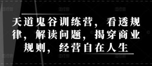 天道鬼谷训练营，看透规律，解读问题，揭穿商业规则，经营自在人生-就爱副业网