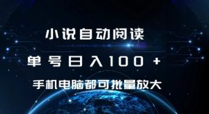 小说自动阅读 单号日入100+ 手机电脑都可 批量放大操作【揭秘】-就爱副业网