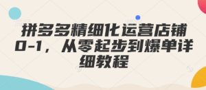 拼多多精细化运营店铺0-1，从零起步到爆单详细教程-就爱副业网