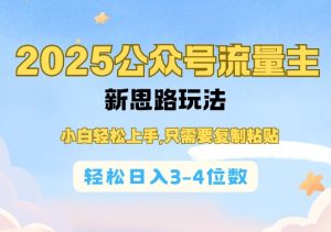 2025公双号流量主新思路玩法，小白轻松上手，只需要复制粘贴，轻松日入3-4位数-就爱副业网