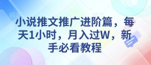 小说推文推广进阶篇，每天1小时，月入过W，新手必看教程-就爱副业网