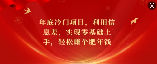 久爱副业网,网赚项目,网赚论坛博客网分享年底冷门项目，利用信息差，实现零基础上手，轻松赚个肥年钱【揭秘】