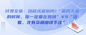 付费文章：抄底或者割肉?“雷劈下来的时候，你一定要在现场”VS“活着，才有资格继续下注”-就爱副业网