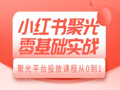 久爱副业网,网赚项目,网赚论坛博客网分享小红书聚光零基础实战，聚光平台投放课程从0到1