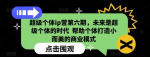 超级个体ip营第六期，未来是超级个体的时代  帮助个体打造小而美的商业模式-就爱副业网