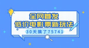 全网首发，低价电影票新玩法，已有人30天搞了75741【揭秘】-就爱副业网