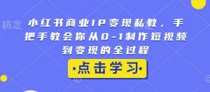 小红书商业IP变现私教，手把手教会你从0-1制作短视频到变现的全过程-就爱副业网