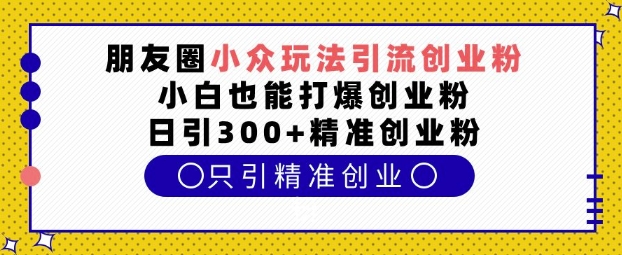 久爱副业网,网赚项目,网赚论坛博客网分享朋友圈小众玩法引流创业粉，小白也能打爆创业粉，日引300+精准创业粉【揭秘】