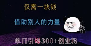 仅需一块钱，借助别人的力量，单日引爆300+创业粉、兼职粉【揭秘】-就爱副业网