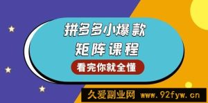 （13699期）拼多多爆款矩阵课程：教你测出店铺爆款，优化销量，提升GMV，打造爆款群-就爱副业网