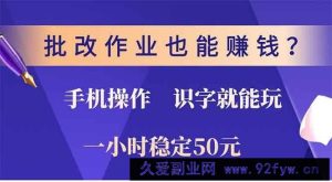 （13826期）批改作业也能赚钱？0门槛手机项目，识字就能玩！一小时50元！-就爱副业网