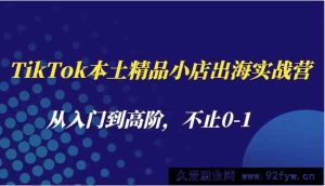 TikTok本土精品小店出海实战营，从入门到高阶，不止0-1-就爱副业网