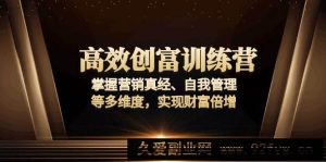 （13911期）高效创富训练营：掌握营销真经、自我管理等多维度，实现财富倍增-就爱副业网