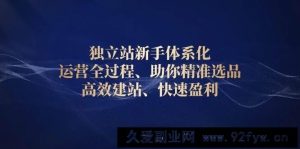 （13914期）独立站新手体系化 运营全过程，助你精准选品、高效建站、快速盈利-就爱副业网