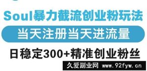 （13935期）Soul暴力截流创业粉玩法，当天注册当天进流量，日稳定300+精准创业粉丝-就爱副业网