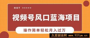 （13945期）视频号风口蓝海项目，中老年人的流量密码，操作简单轻松月入过万-就爱副业网