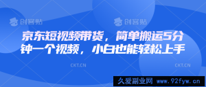 京东短视频带货，简单搬运5分钟一个视频，小白也能轻松上手-就爱副业网