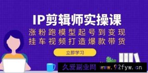 IP剪辑师实操课：涨粉跑模型起号到变现，挂车视频打造爆款带货-就爱副业网