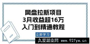 网盘拉新项目：3月收益超16万，入门到精通教程-就爱副业网