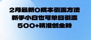 2月最新0成本引流方法，新手小白也可单日引流500+精准创业粉-就爱副业网