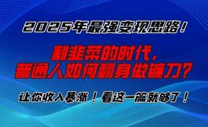 2025年最强变现思路，割韭菜的时代， 普通人如何翻身做镰刀？【揭秘】-就爱副业网