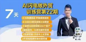 AI闪电做外贸训练营第22期：Al快速选品+小白1小时完成独立站搭建+10分钟获取200个客户等-就爱副业网