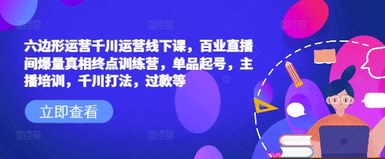 久爱副业网,网赚项目,网赚论坛博客网分享六边形运营千川运营线下课，百业直播间爆量真相终点训练营，单品起号，主播培训，千川打法，过款等