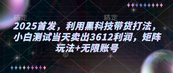 久爱副业网,网赚项目,网赚论坛博客网分享2025首发，利用黑科技带货打法，小白测试当天卖出3612利润，矩阵玩法+无限账号【揭秘】