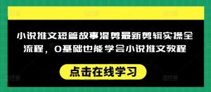 小说推文短篇故事混剪最新剪辑实操全流程，0基础也能学会小说推文教程，肯干多发日入多张-就爱副业网