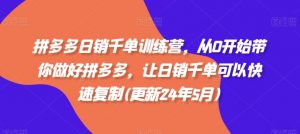 拼多多日销千单训练营，从0开始带你做好拼多多，让日销千单可以快速复制(更新25年2月)-就爱副业网