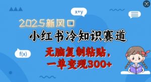 2025新风口，小红书冷知识赛道，无脑复制粘贴，一单变现300+-就爱副业网