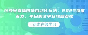 视频号直播带货自动化玩法，2025独家首发，小白测试单日收益多张【揭秘】-就爱副业网