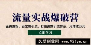 （14039期）流量实战爆破营：企微爆粉、百宝箱引流，打造高效引流体系，月增收万元-就爱副业网