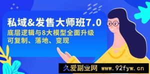 （14108期）私域&amp;发售-大师班第7期，底层逻辑与8大模型全面升级 可复制 落地 变现-就爱副业网