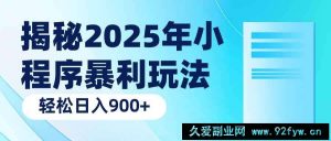 （14110期）揭秘2025年小程序暴利玩法：轻松日入900+-就爱副业网