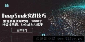 DeepSeek实战技巧：集合最强使用攻略，1000个神级提示词，让你成为AI高手-就爱副业网