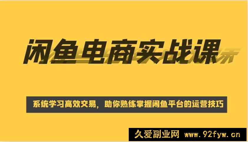 图片[1]-闲鱼电商实战课，系统学习高效交易，助你熟练掌握闲鱼平台的运营技巧-就爱副业网