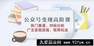 （14177期）公众号变现高阶课：热门赛道、对标分析、广告主变现流程、矩阵玩法-就爱副业网