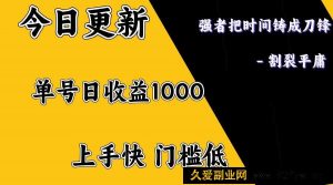 上手一天1000打底，正规项目，懒人勿扰-就爱副业网