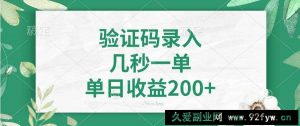 （14221期）验证码录入，几秒一单，单日收益200+-就爱副业网