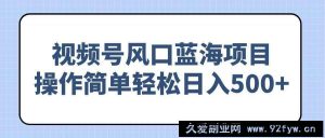 （14276期）视频号风口蓝海项目，操作简单轻松日入500+-就爱副业网