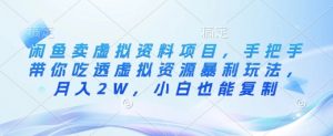 闲鱼卖虚拟资料项目，手把手带你吃透虚拟资源暴利玩法，月入2W，小白也能复制-就爱副业网