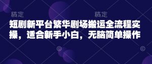 短剧新平台繁华剧场搬运全流程实操，适合新手小白，无脑简单操作-就爱副业网