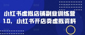 小红书虚拟店铺副业训练营1.0，小红书开店卖虚拟资料-就爱副业网