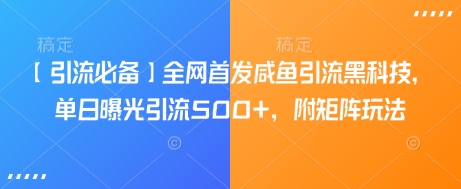 久爱副业网,网赚项目,网赚论坛博客网分享【引流必备】全网首发咸鱼引流黑科技，单日曝光引流500+，附矩阵玩法【揭秘】