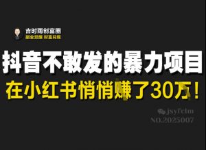 抖音不敢发的暴利项目，在小红书悄悄挣了30W-就爱副业网